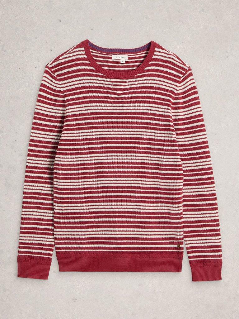 Attadale Crew Neck Thin Stripe in RED MLT - FLAT FRONT