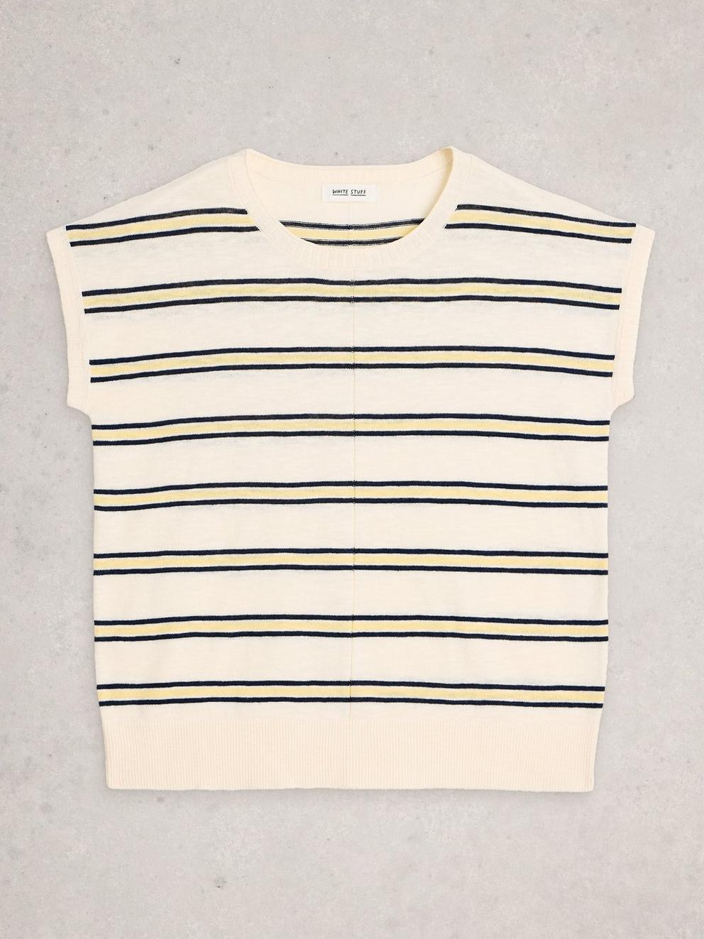NOVA STRIPE TEE in WHITE MLT - FLAT FRONT
