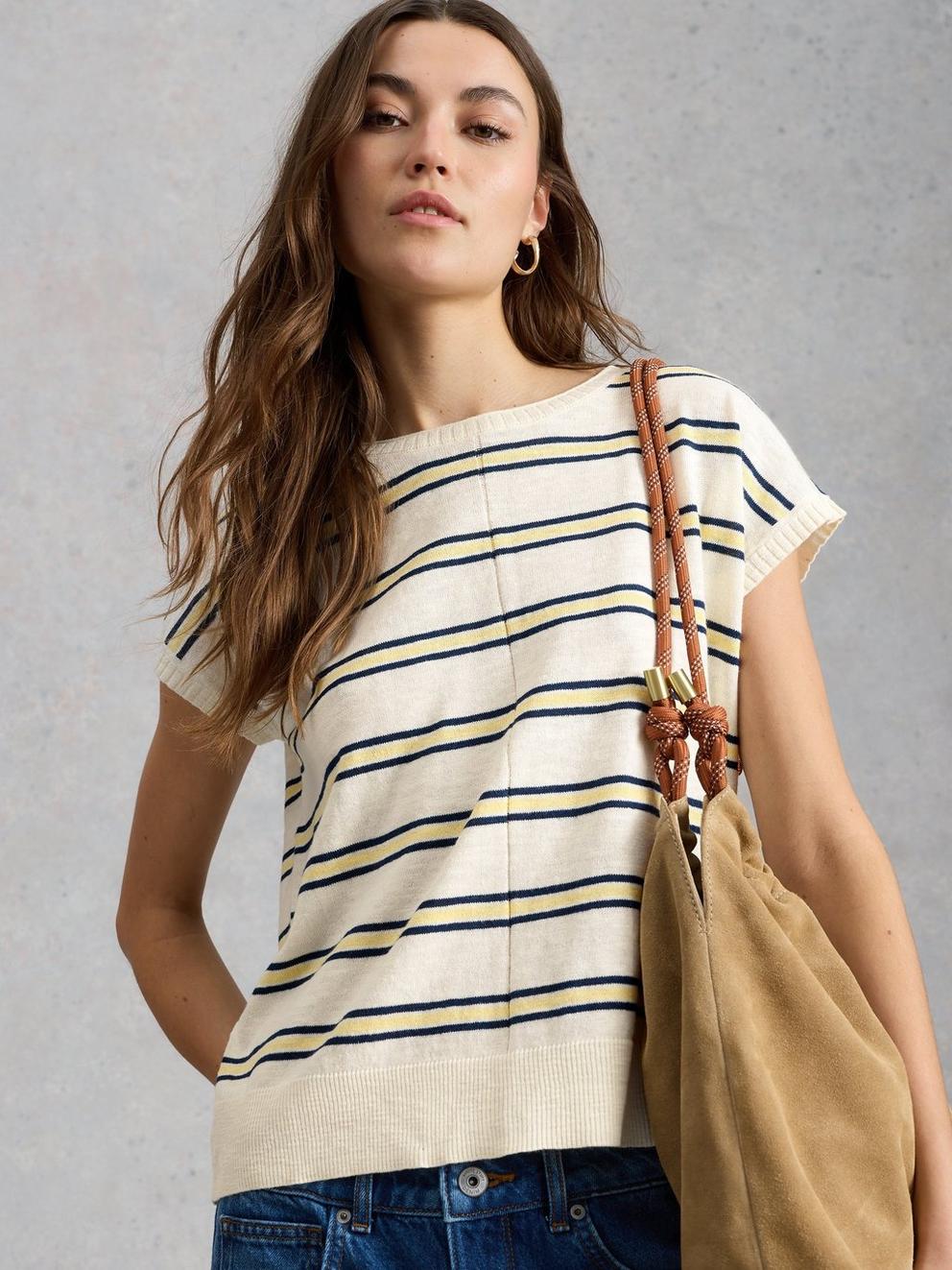 NOVA STRIPE TEE in WHITE MLT - LIFESTYLE