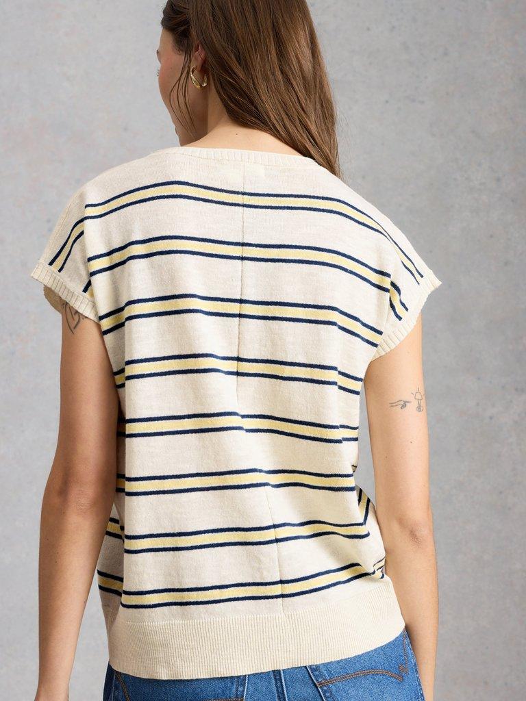 NOVA STRIPE TEE in WHITE MLT - MODEL BACK