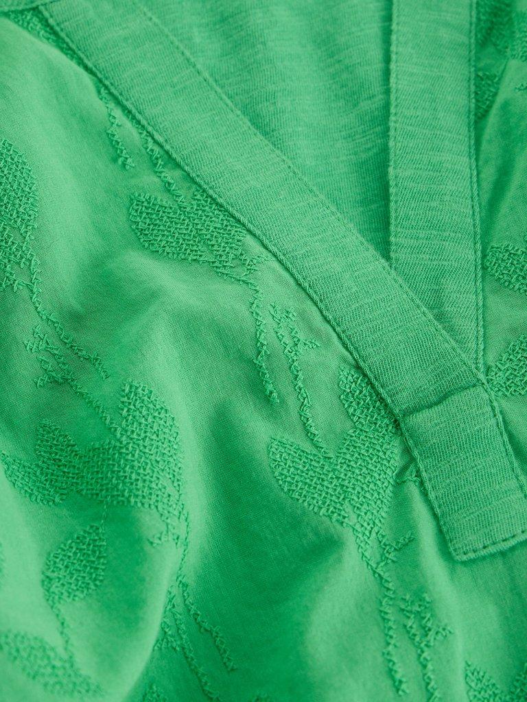 AMELIA EMBROIDERY TOP in BRT GREEN - FLAT DETAIL