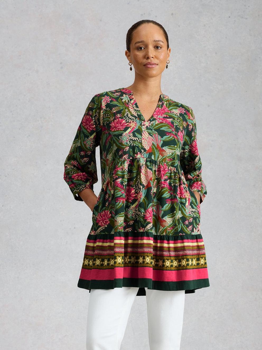 MARTA TUNIC in GREEN PR - MODEL DETAIL