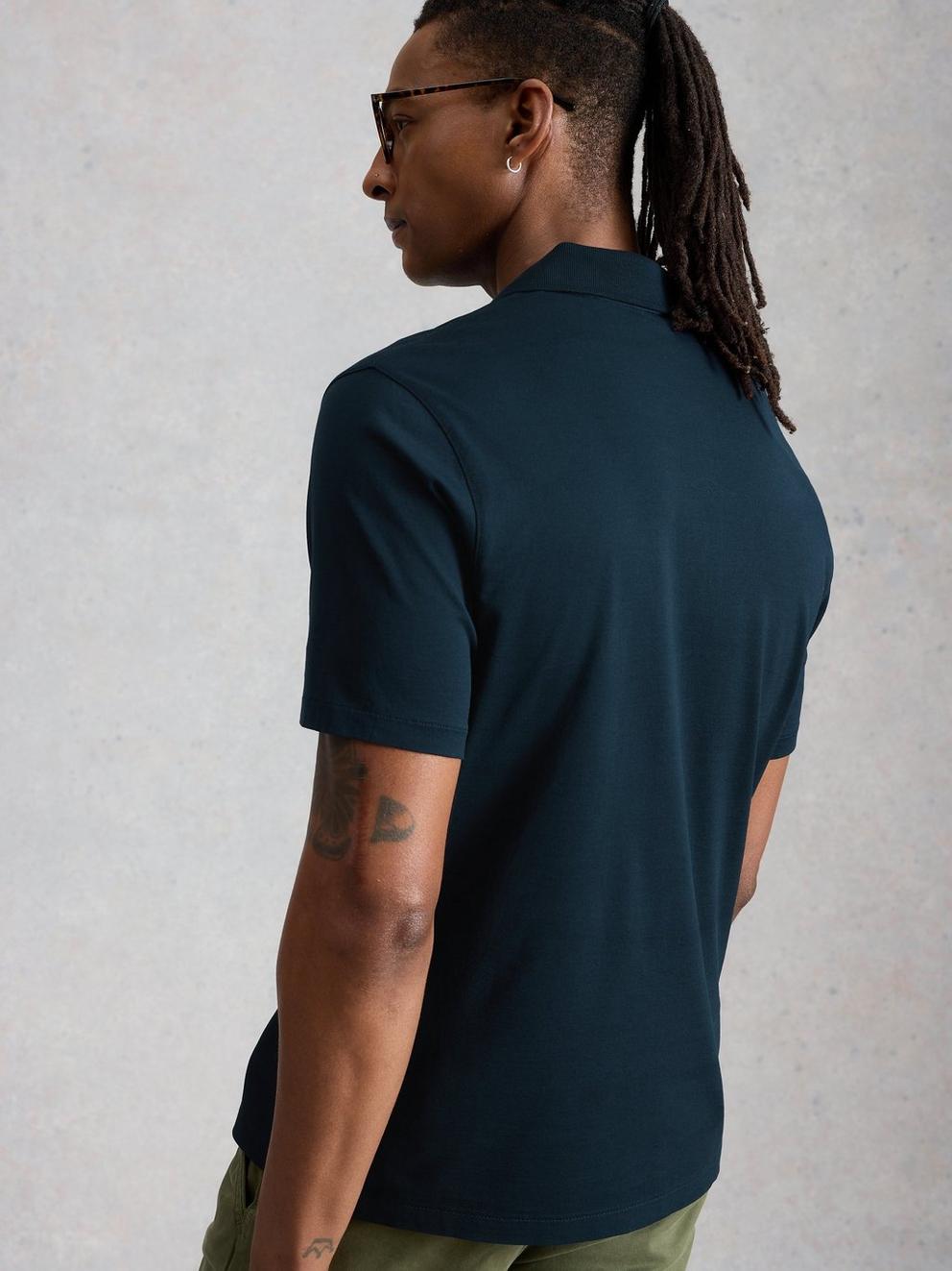Skipton Smart Polo in DARK NAVY - MODEL BACK