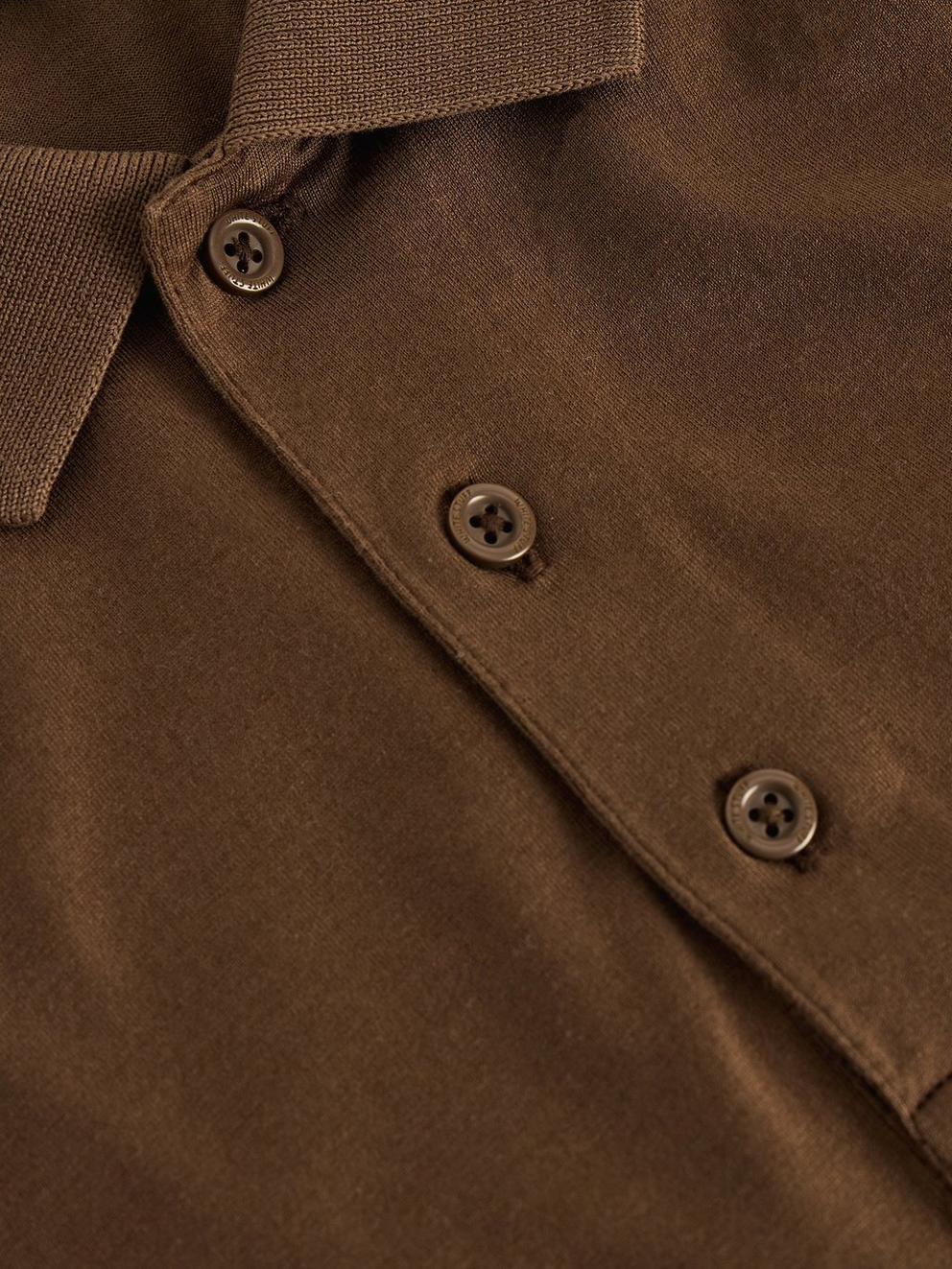 Skipton Smart Polo in DK BROWN - FLAT DETAIL