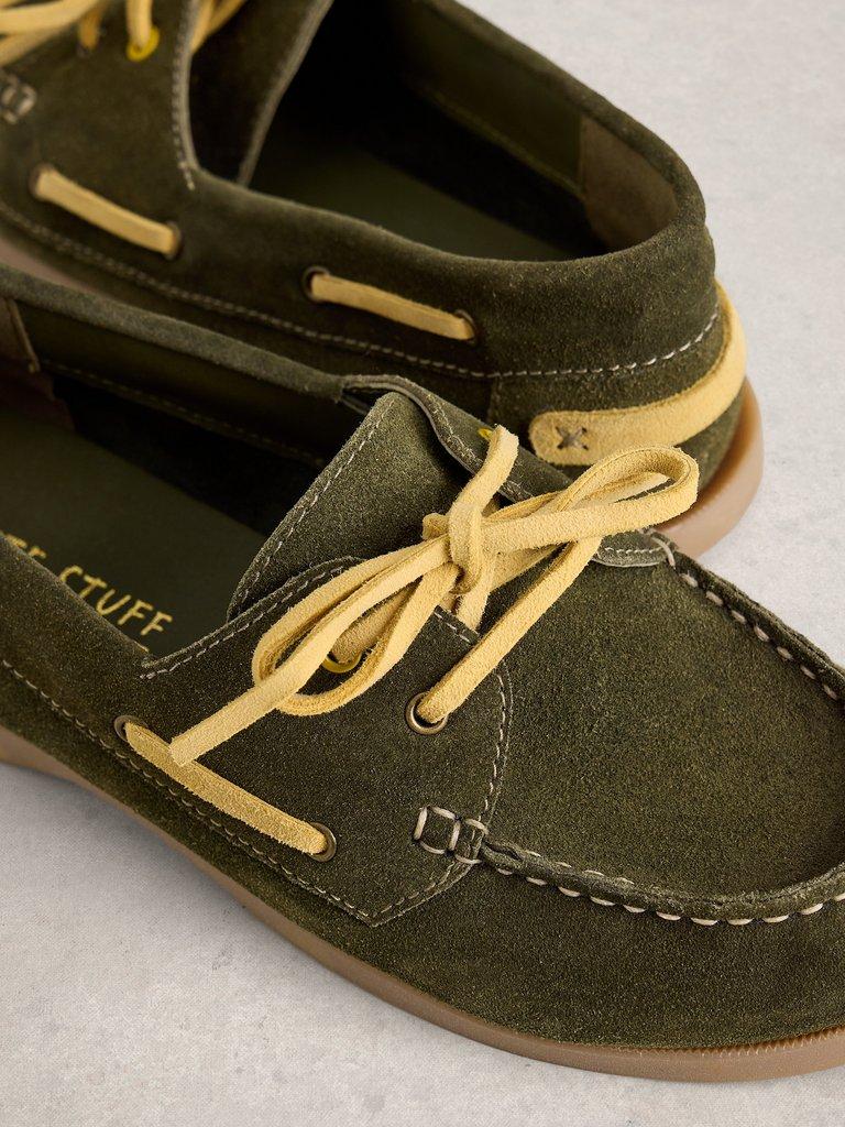 Boat Lace Up Shoe in KHAKI GRN - FLAT DETAIL