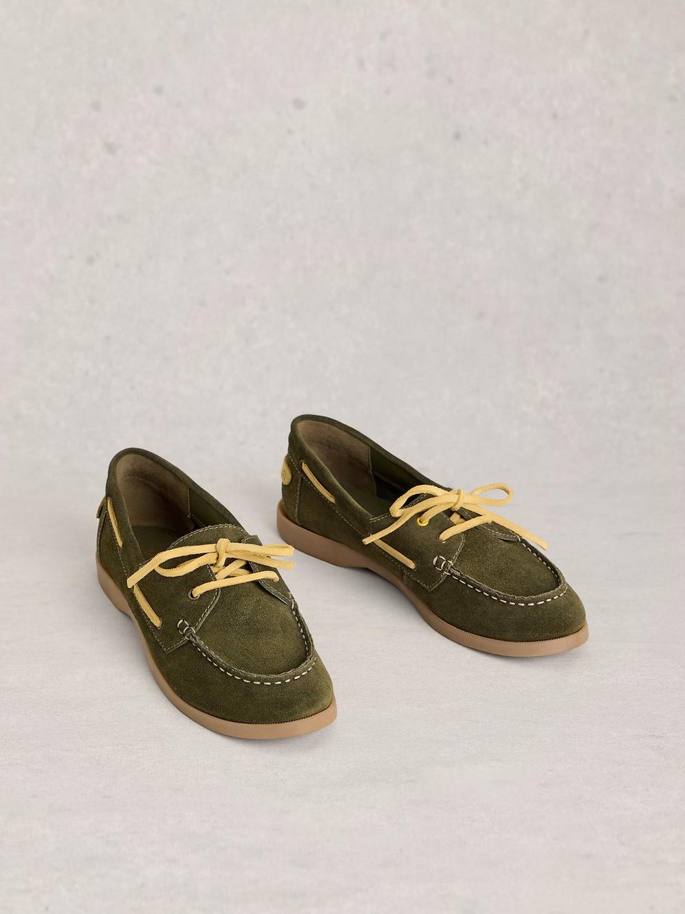 Boat Lace Up Shoe in KHAKI GRN - FLAT FRONT