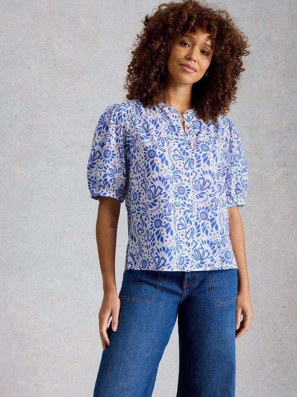 Lana Organic Cotton Top in IVORY PR - MODEL DETAIL