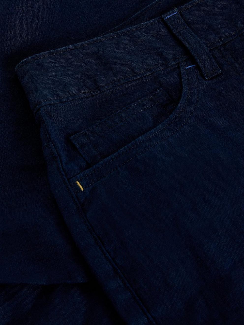 Tia Linen Short in DARK NAVY - FLAT DETAIL