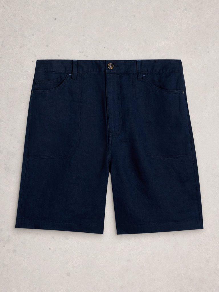 Tia Linen Short in DARK NAVY - FLAT FRONT