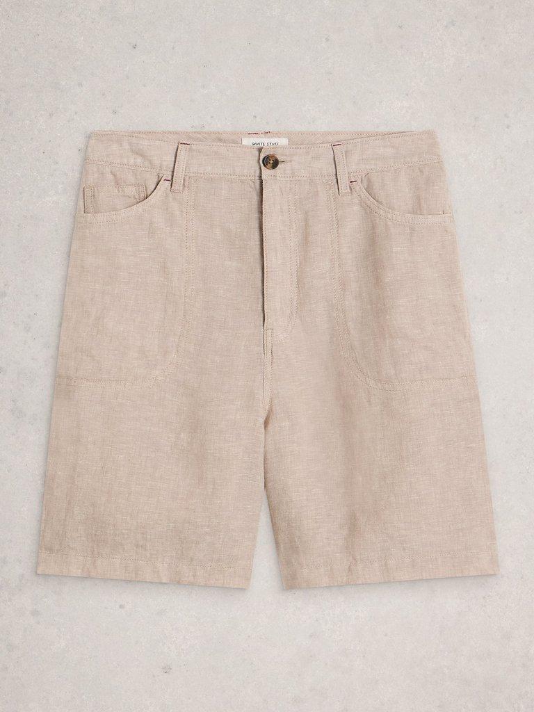 Tia Linen Short in LGT NAT - FLAT FRONT