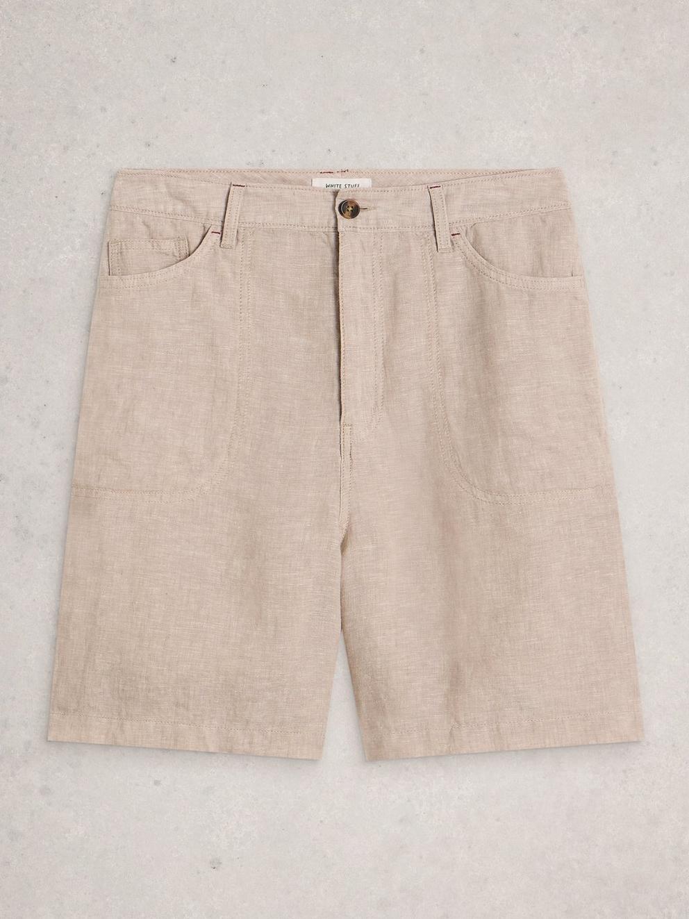 Tia Linen Short in LGT NAT - FLAT FRONT