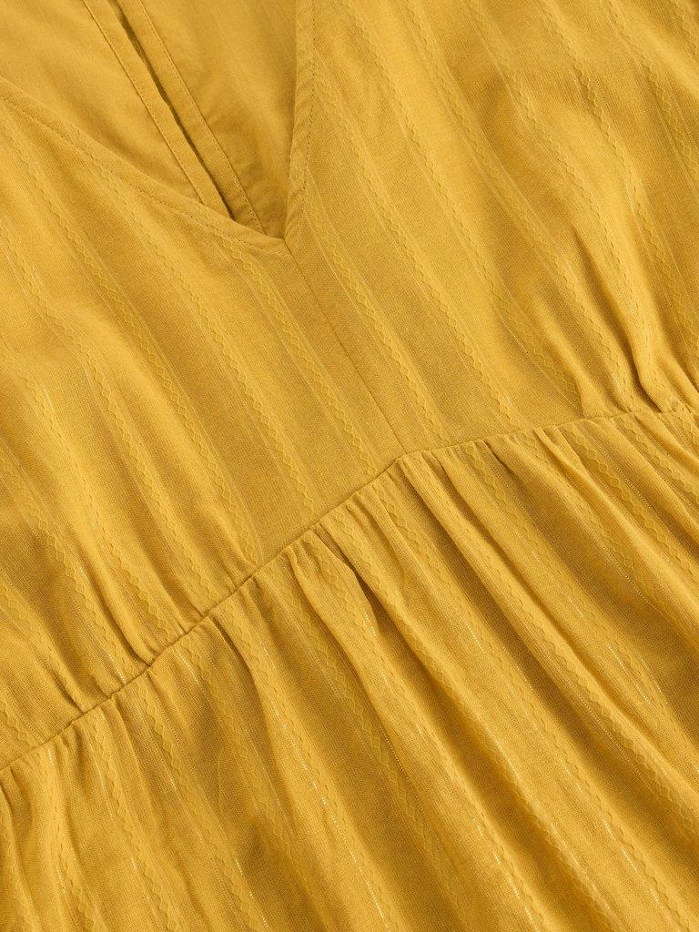 Lucy Metallic Midi Dress in MID YELLOW - FLAT DETAIL