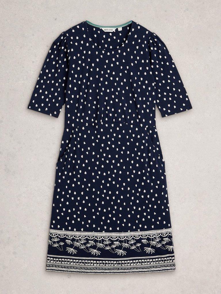 Olivia Short Sleeve Jersey Dress in NAVY PR - FLAT FRONT