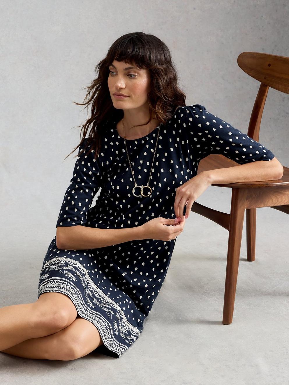 Olivia Short Sleeve Jersey Dress in NAVY PR - LIFESTYLE