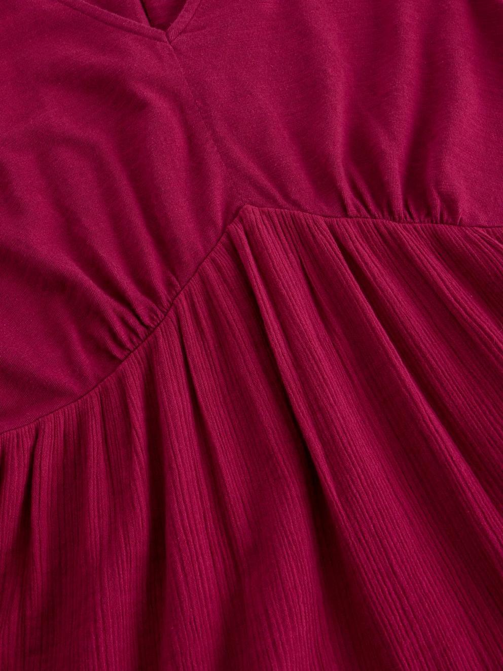 Lucy Double Cloth Midi Dress in MID PINK - FLAT DETAIL