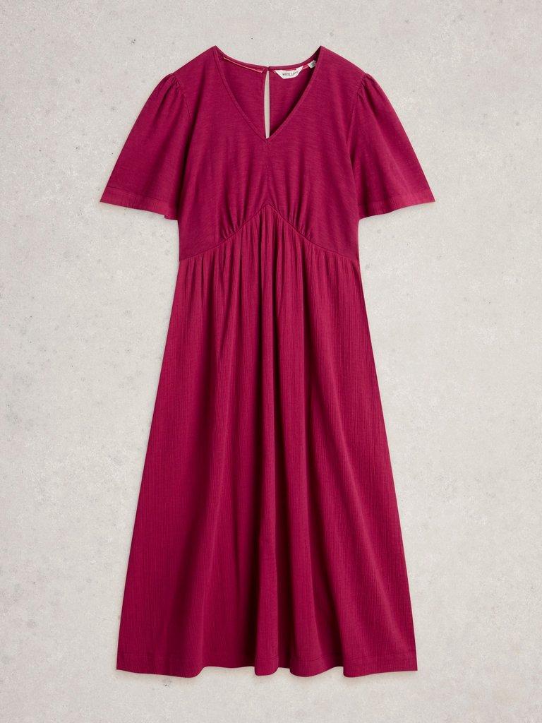 Lucy Double Cloth Midi Dress in MID PINK - FLAT FRONT