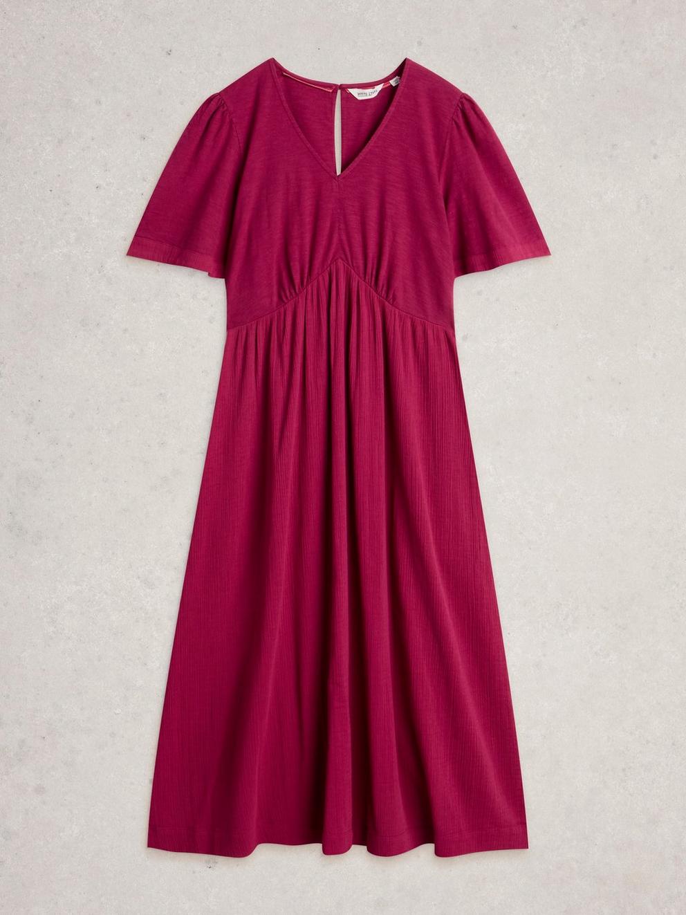 Lucy Double Cloth Midi Dress in MID PINK - FLAT FRONT