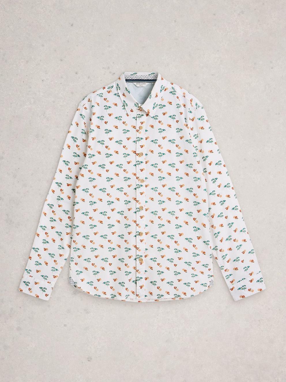 Salcombe LS Beach Print Shirt in IVORY PR - FLAT FRONT