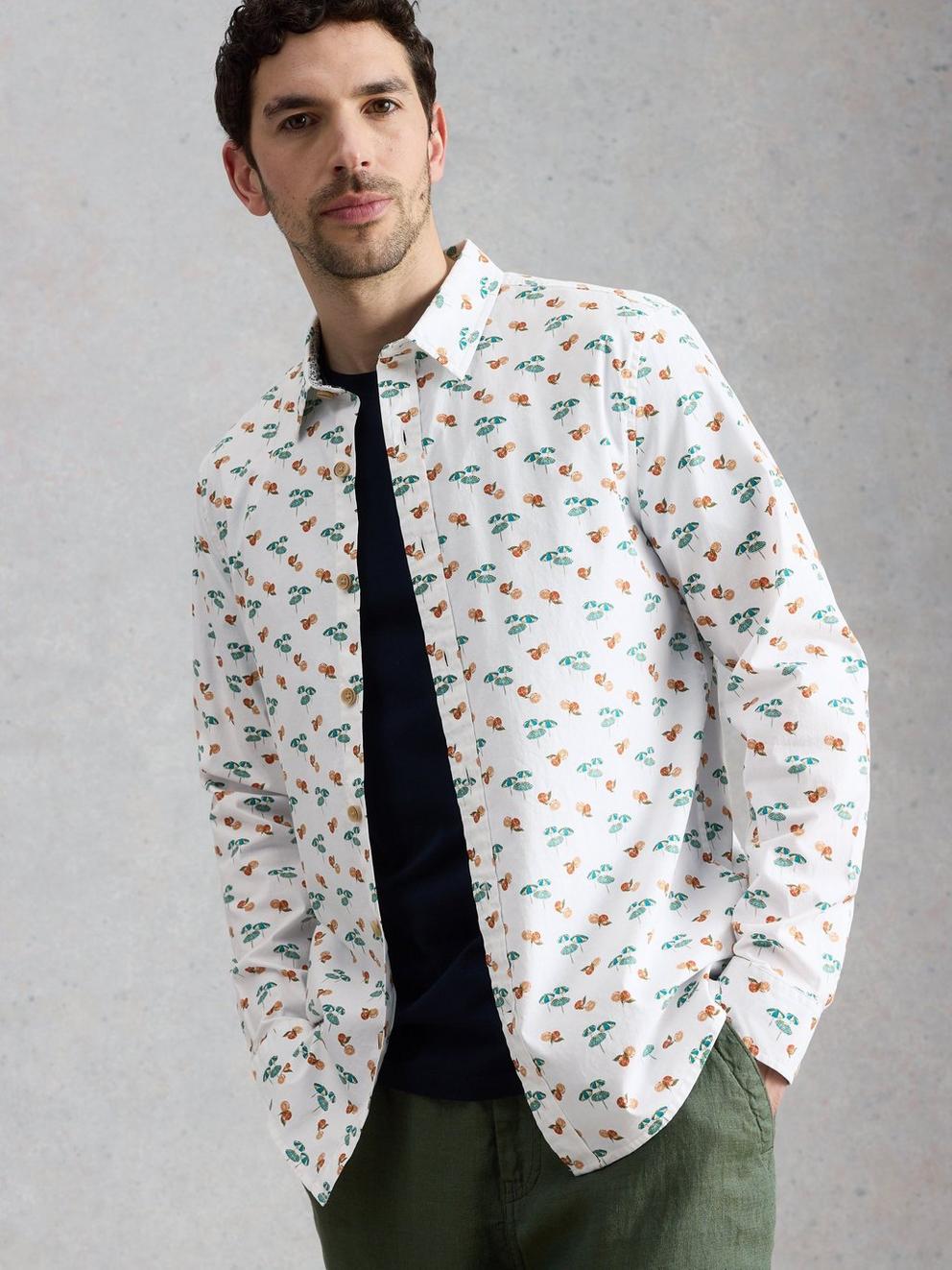 Salcombe LS Beach Print Shirt in IVORY PR - LIFESTYLE