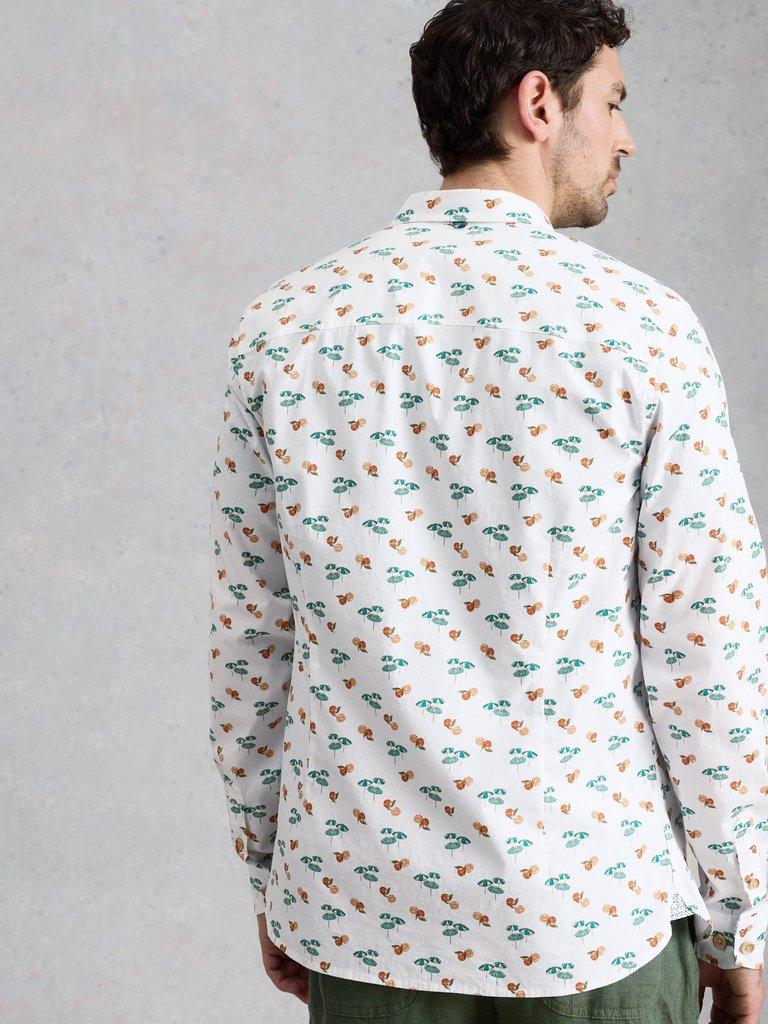 Salcombe LS Beach Print Shirt in IVORY PR - MODEL BACK