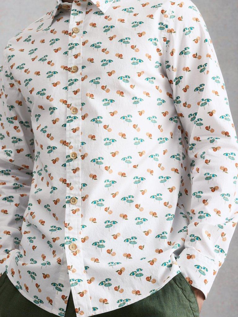 Salcombe LS Beach Print Shirt in IVORY PR - MODEL DETAIL
