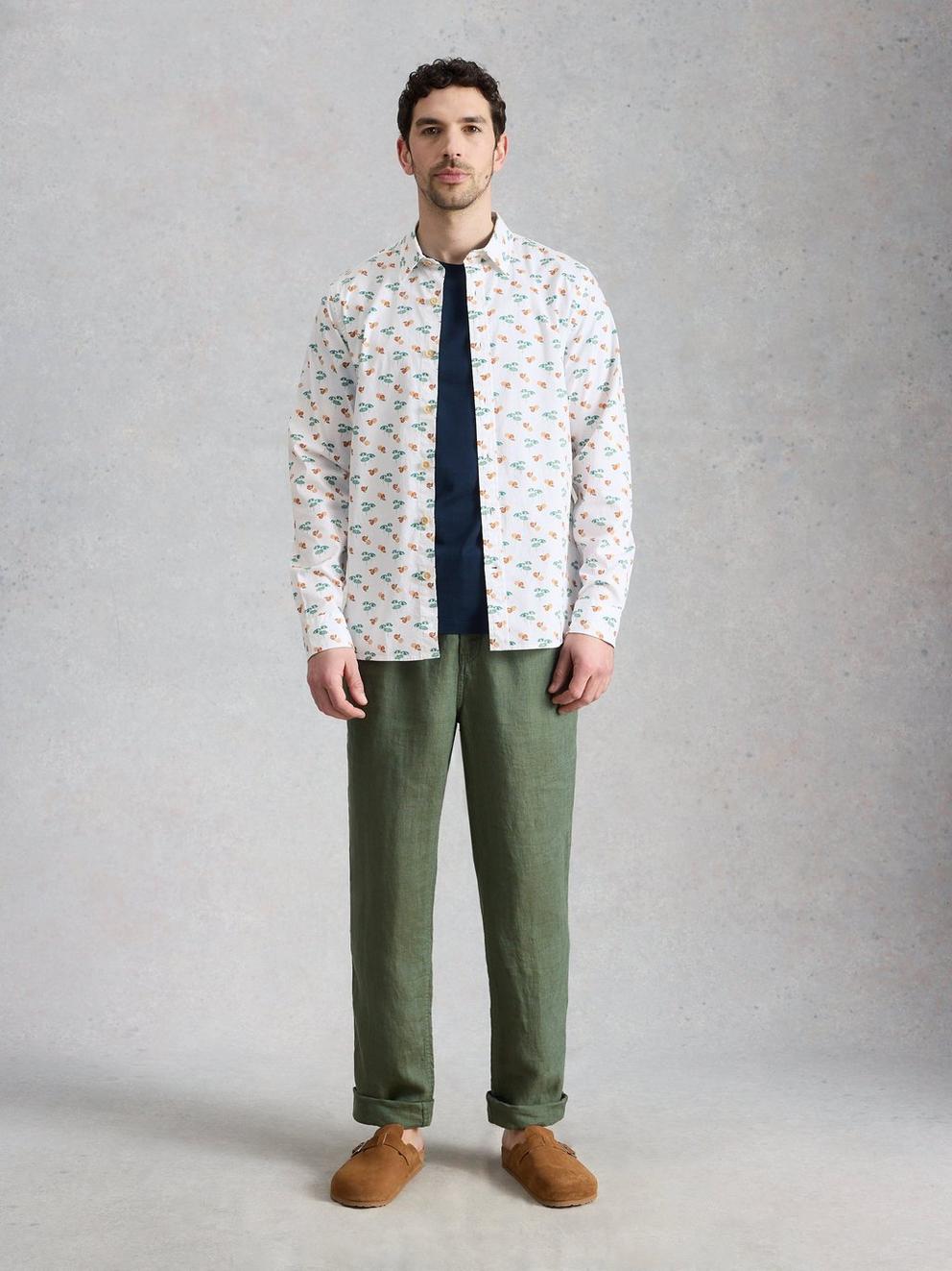 Salcombe LS Beach Print Shirt in IVORY PR - MODEL FRONT