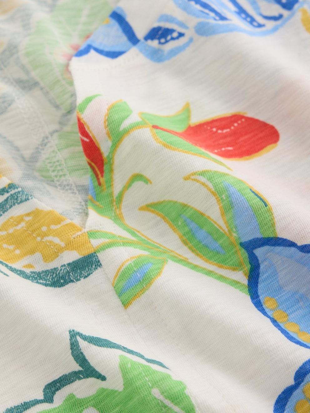 NELLY PRINT NOTCH NECK TEE in IVORY MLT - FLAT DETAIL