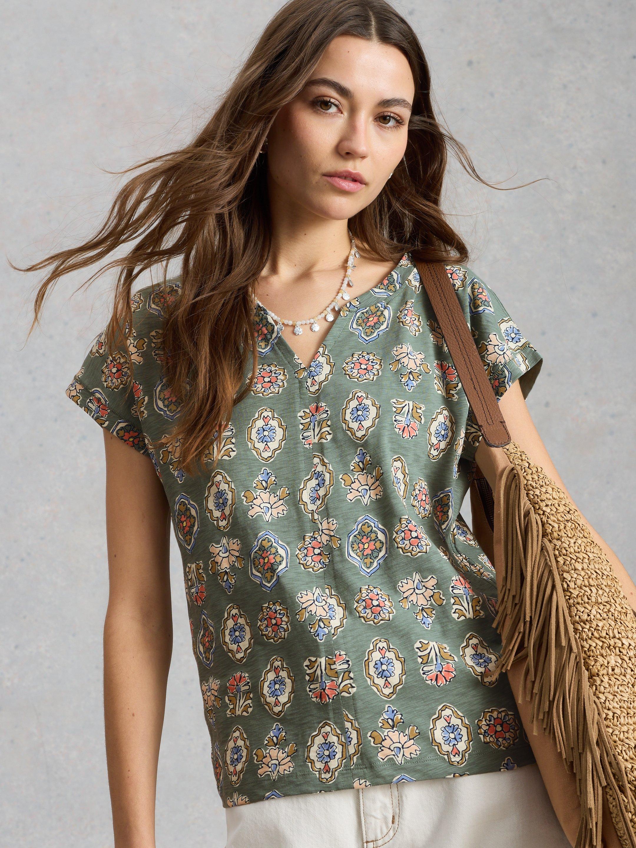 Shop Nelly Notch Neck Tee