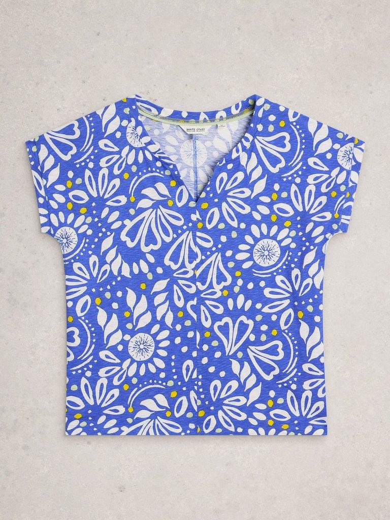 NELLY NOTCH NECK TEE in BRT BLUE - FLAT FRONT