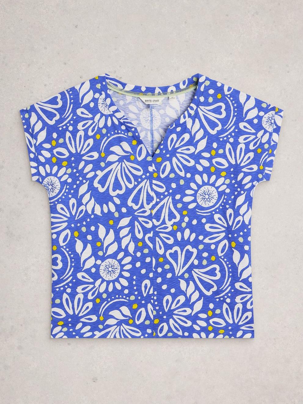 NELLY NOTCH NECK TEE in BRT BLUE - FLAT FRONT
