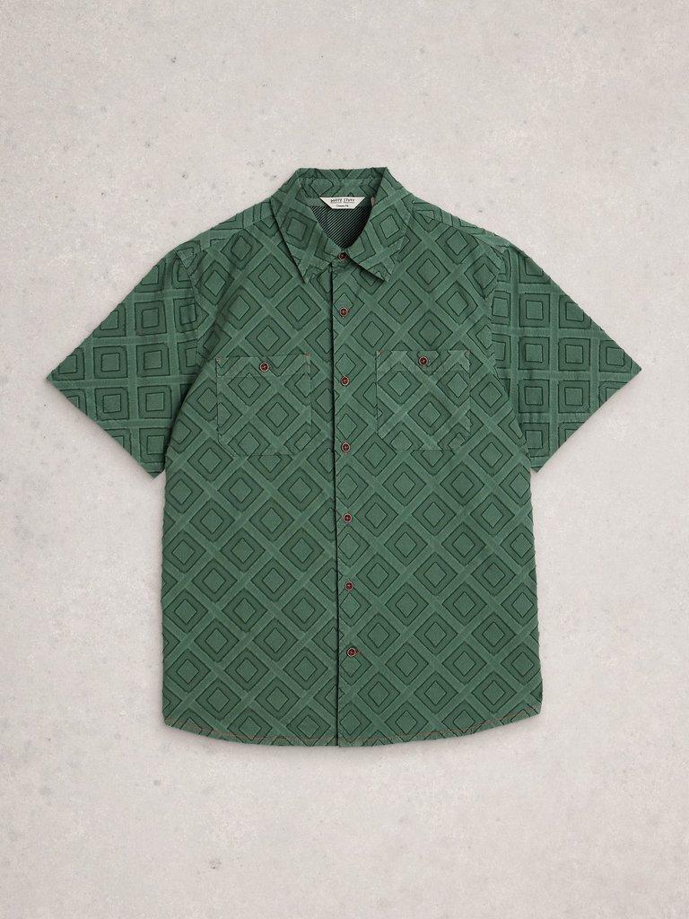 Gosport SS Geo Shirt in DUS GREEN - FLAT FRONT