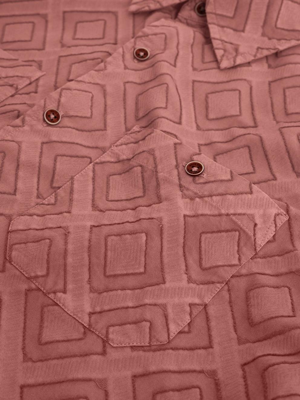 Gosport SS Geo Shirt in DUS PINK - FLAT DETAIL