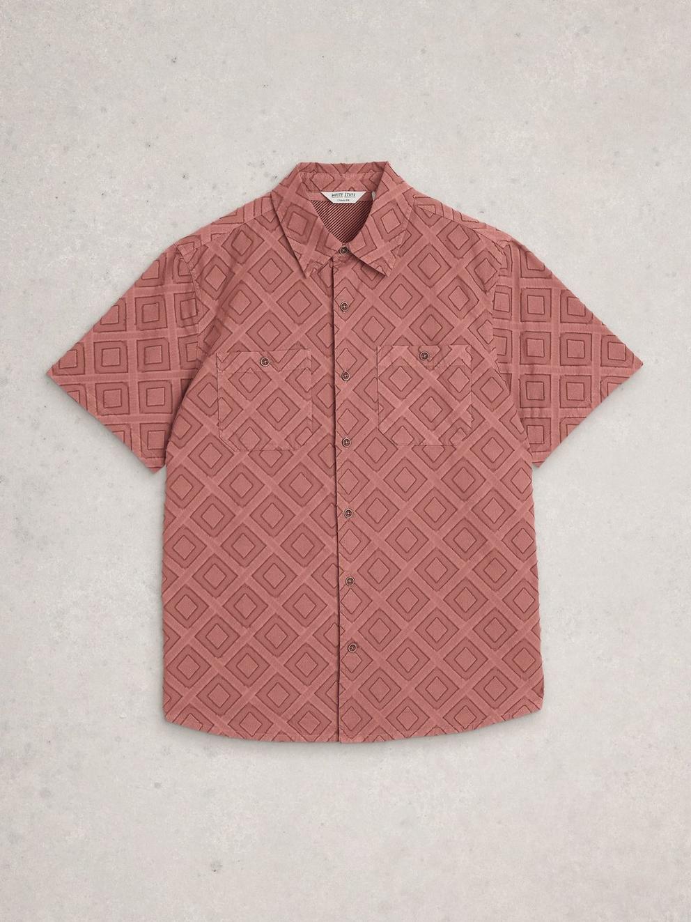 Gosport SS Geo Shirt in DUS PINK - FLAT FRONT
