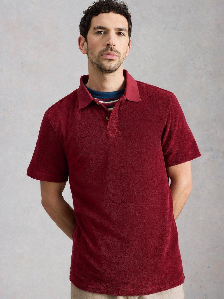 Towelling Polo in MID RED - LIFESTYLE