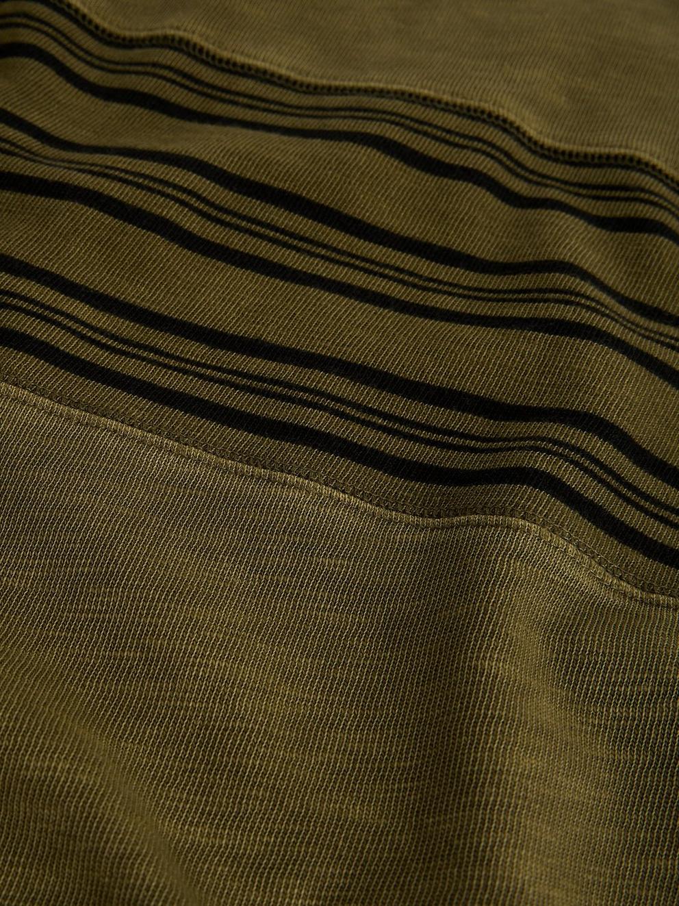 Harrington Cut Stripe Tee in GREEN MLT - FLAT DETAIL