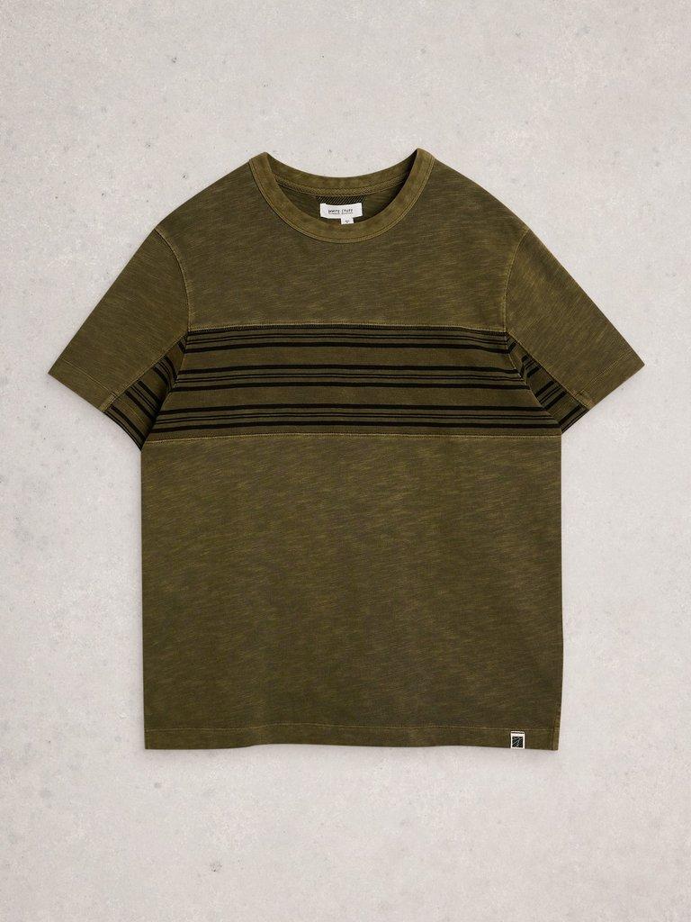 Harrington Cut Stripe Tee in GREEN MLT - FLAT FRONT