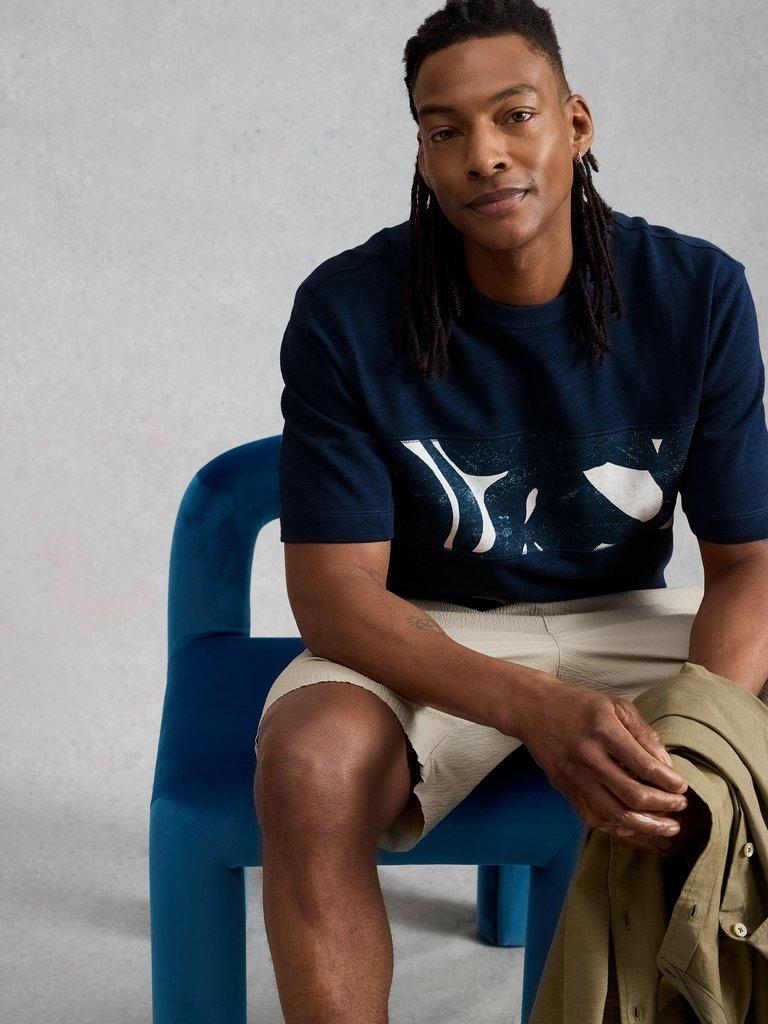 Harrington Abstract Stripe Tee in NAVY MULTI - LIFESTYLE