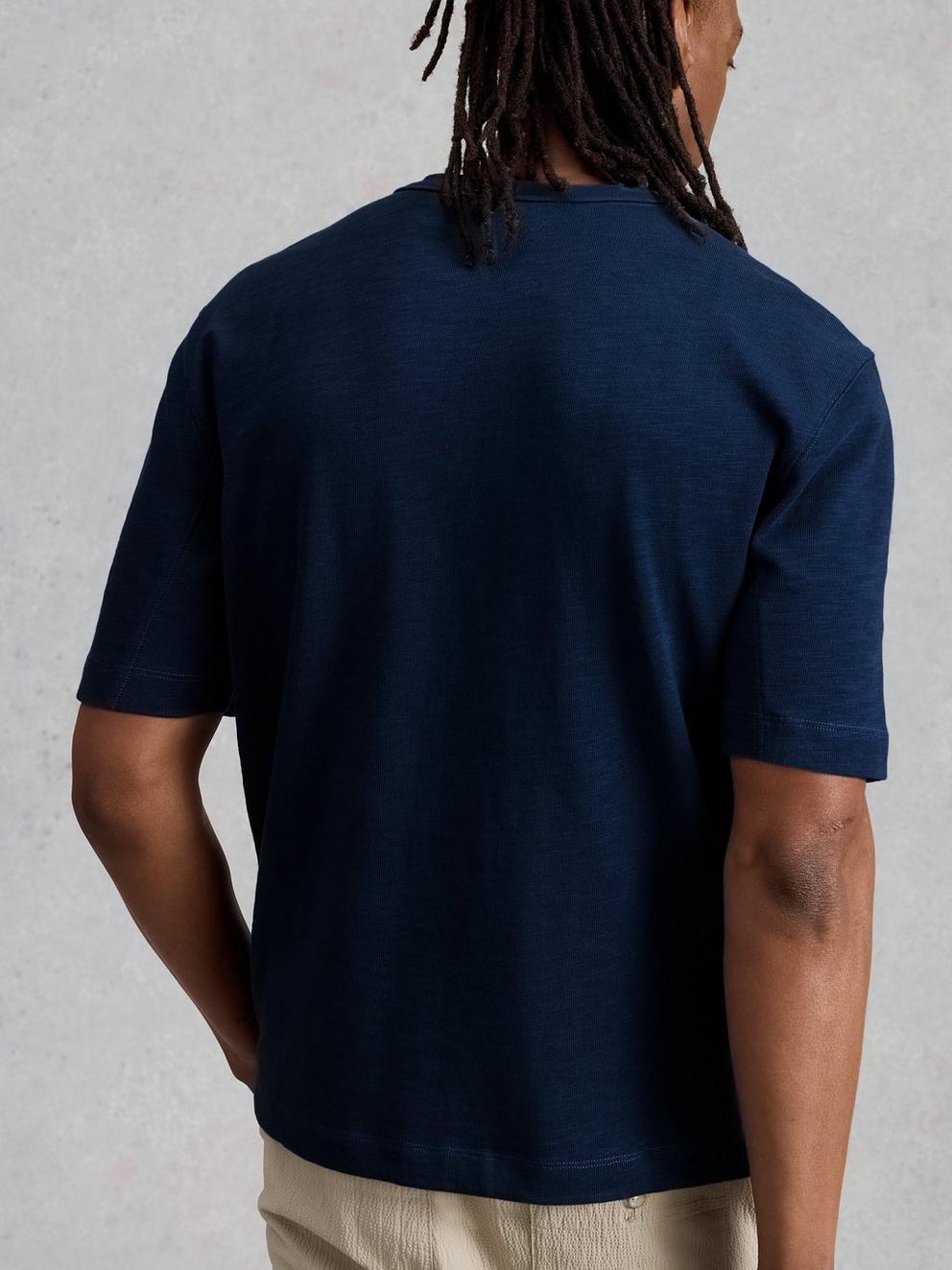 Harrington Abstract Stripe Tee in NAVY MULTI - MODEL BACK