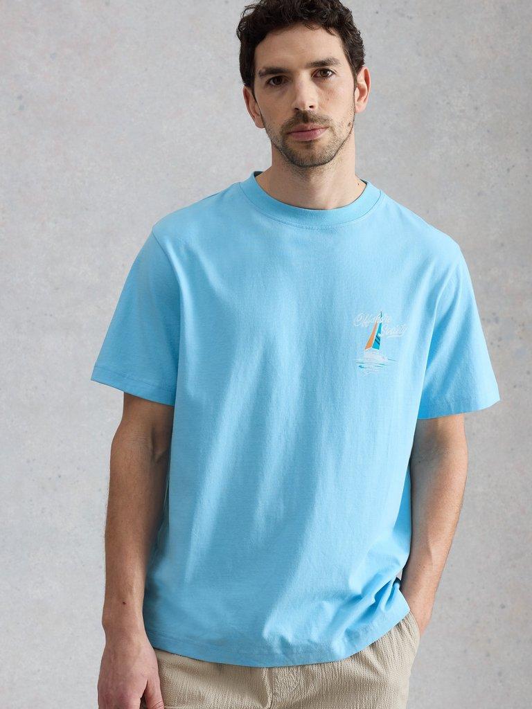 Horsham Sailing Graphic Tee in BLUE PR - MODEL BACK