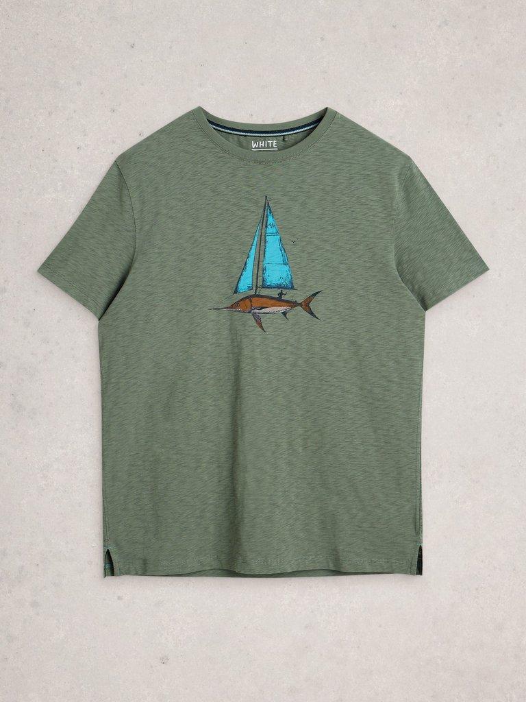Abersoch Fish Sail Graphic Tee in GREEN PR - FLAT FRONT
