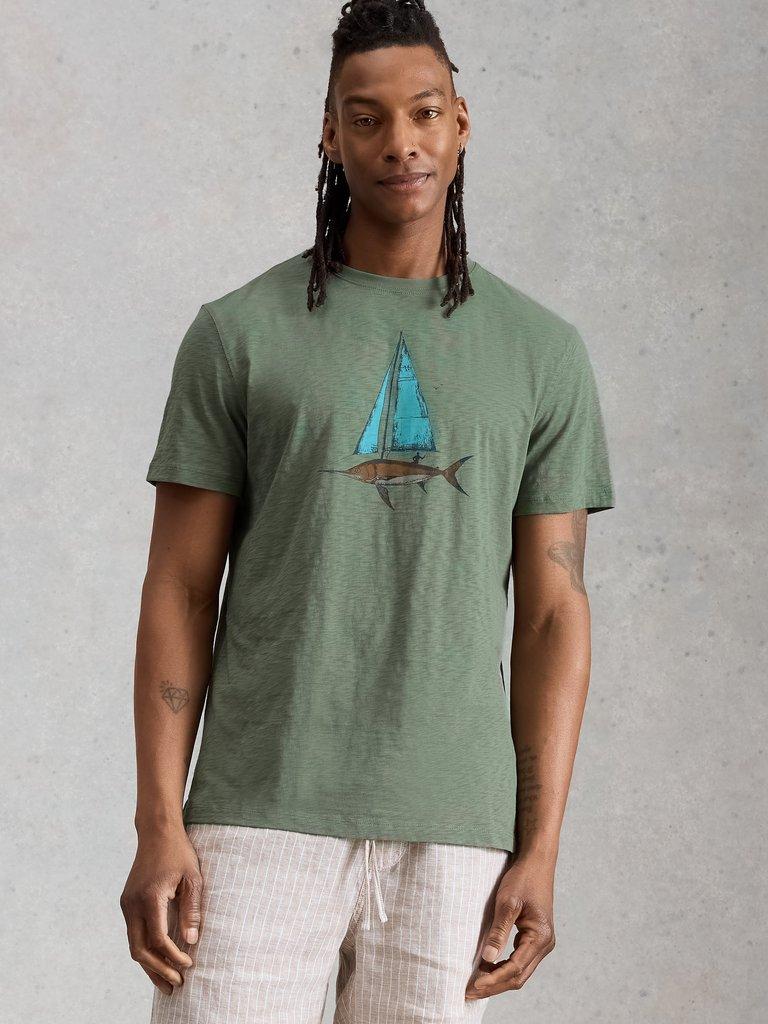 Abersoch Fish Sail Graphic Tee in GREEN PR - LIFESTYLE