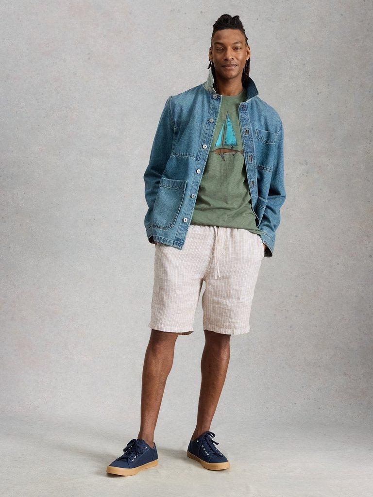 Abersoch Fish Sail Graphic Tee in GREEN PR - MODEL FRONT