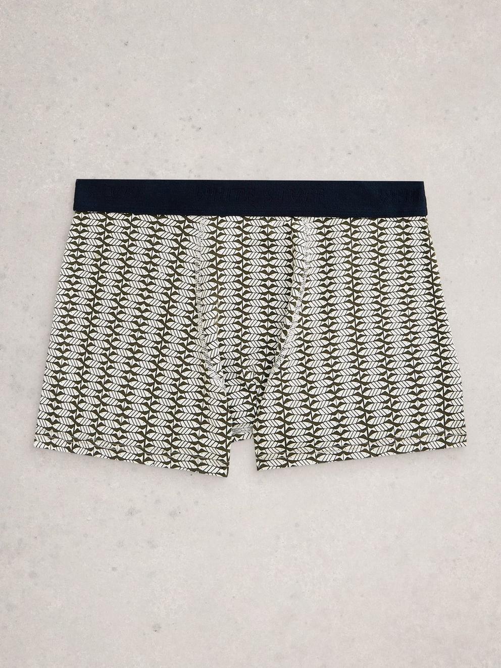 Hove 2 Pack Boxers Print Plain in GREEN PR - FLAT BACK