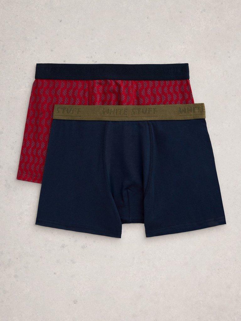 Hove 2 Pack Boxers Print Plain in RED PR - FLAT FRONT