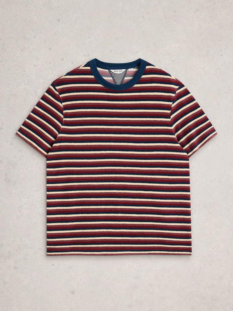 Totten Towelling Stripe Tee in RED MLT - FLAT FRONT