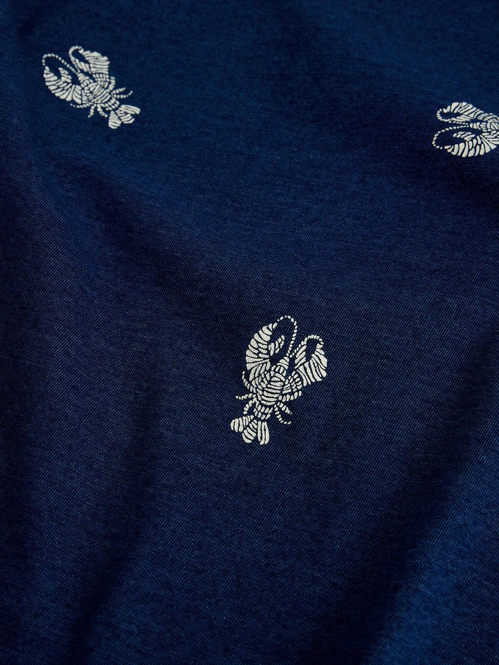 Abersoch Shrimp Graphic Tee in INDIGO BLE - FLAT DETAIL