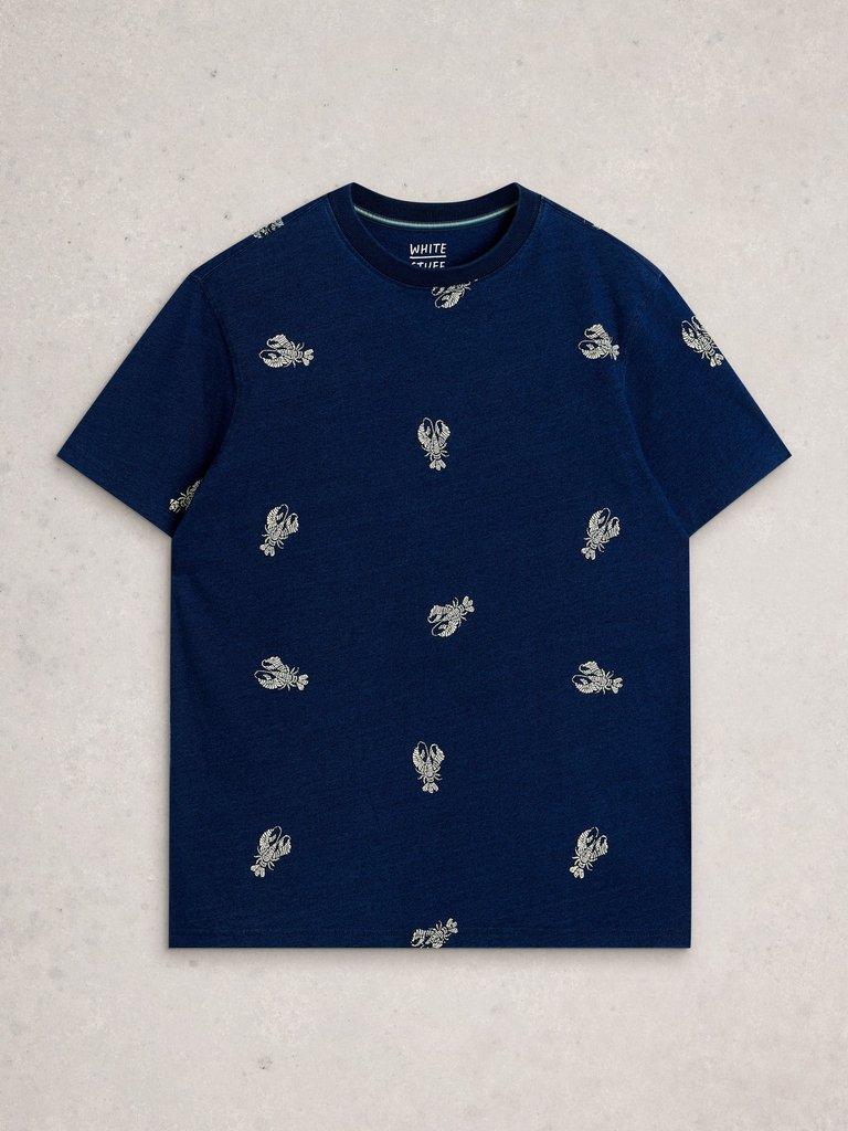 Abersoch Shrimp Graphic Tee in INDIGO BLE - FLAT FRONT