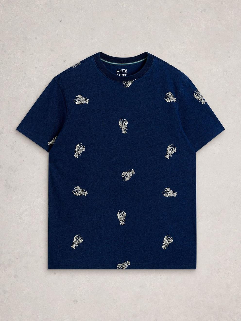 Abersoch Shrimp Graphic Tee in INDIGO BLE - FLAT FRONT