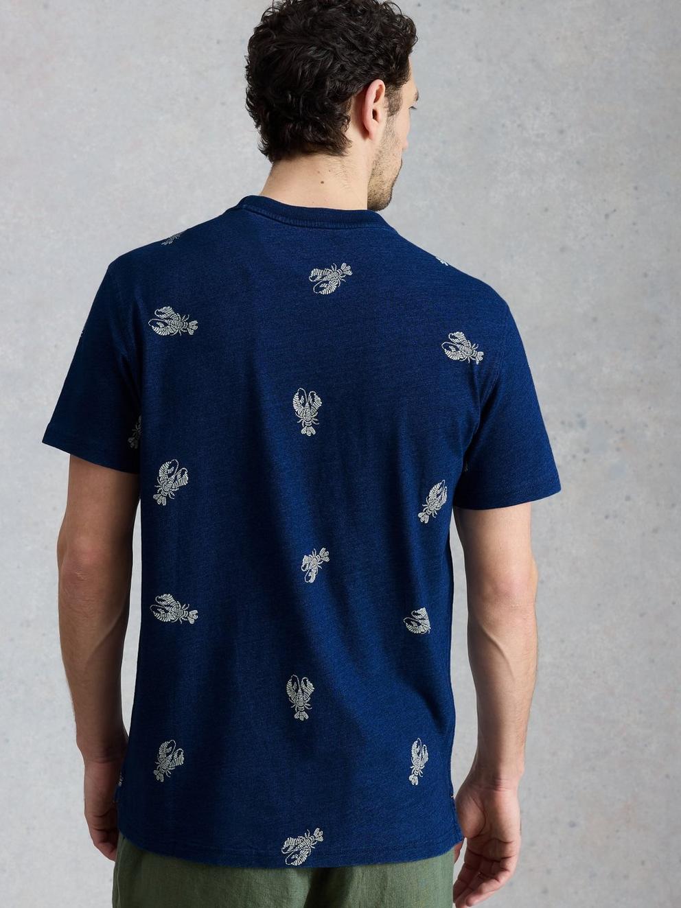 Abersoch Shrimp Graphic Tee in INDIGO BLE - MODEL BACK