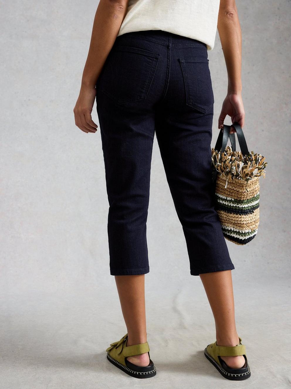 Blake Capri Jeans in DK DENIM - MODEL BACK